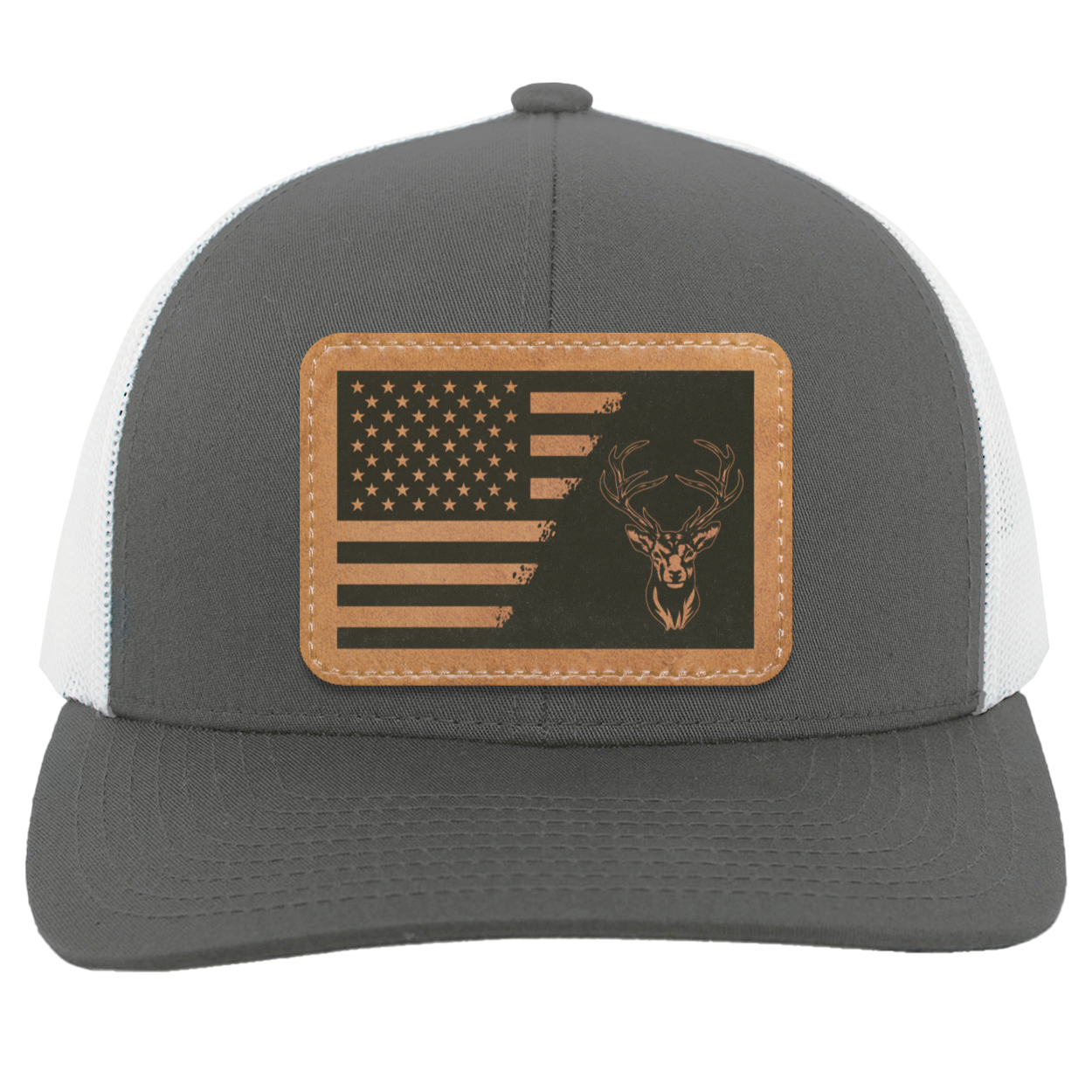 Buck Antlers American Flag Trucker Hat