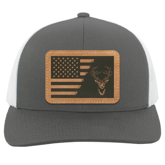 Buck Antlers American Flag Trucker Hat